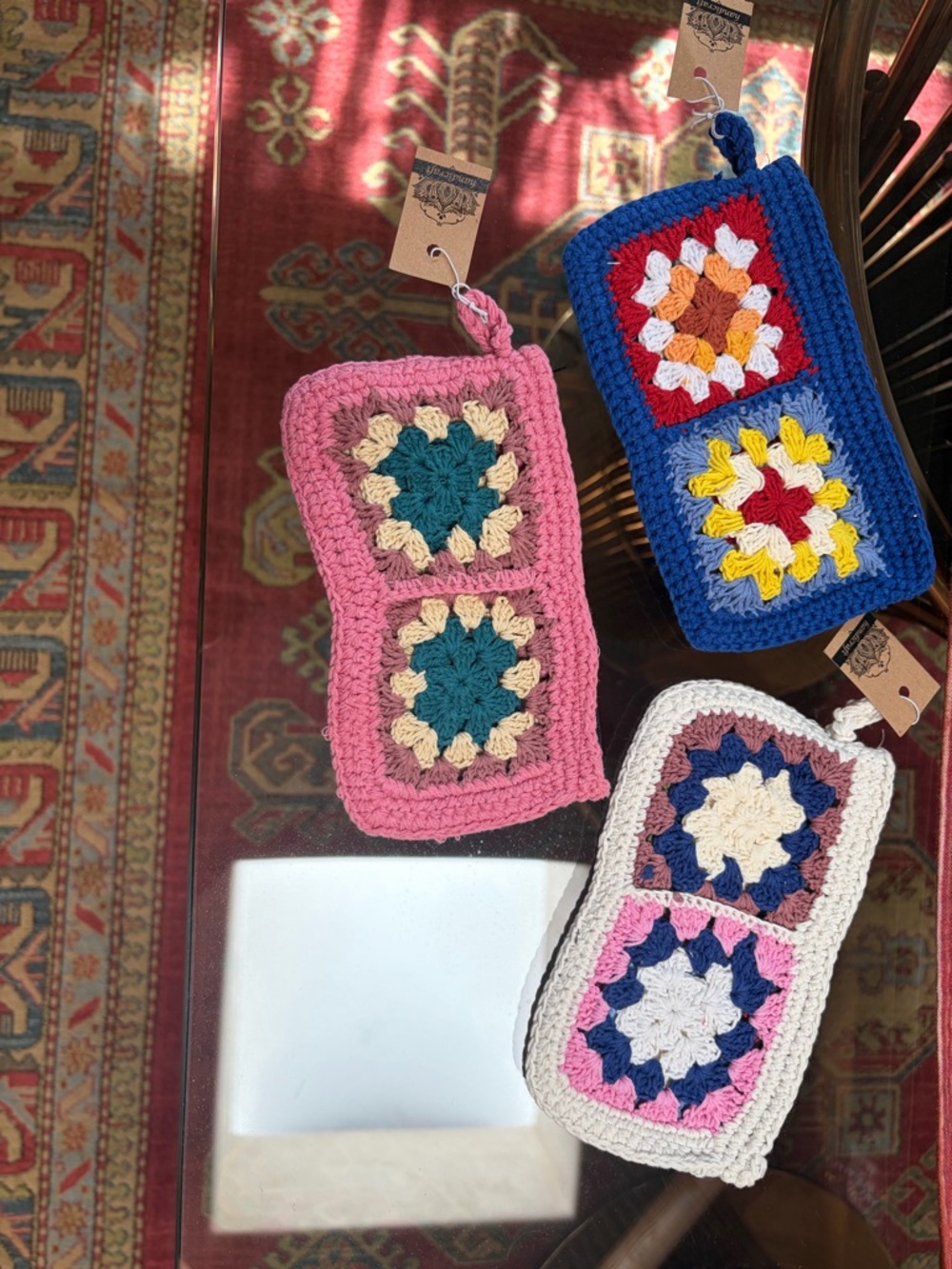 LOQ Crochet Mini Bag Trio in Pink, Blue, Cream